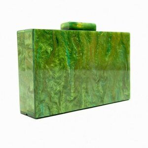 Limited Edition Green Marble Acrylic Box Clutch